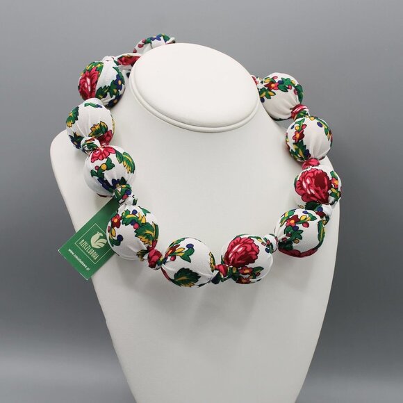 Jewelry necklace folklore Polish Poland traditional fashion white flower flowers - Picture 1 of 11